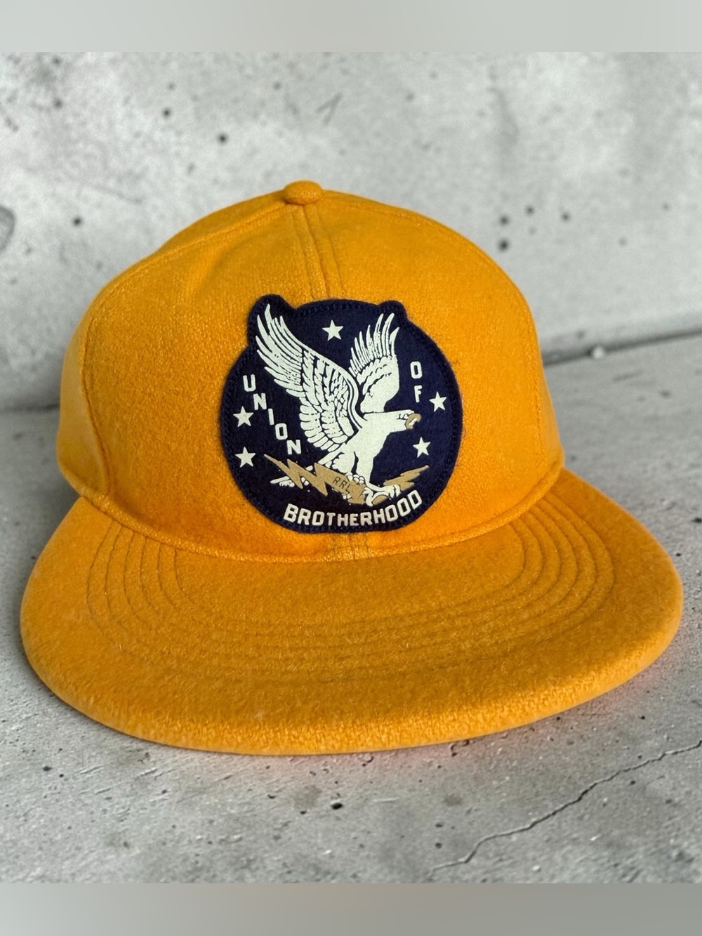 RRL Ralph Lauren Men’s Wool Leather Strap Brotherhood Eagle Cap Hat Gold NWT - Picture 17 of 17